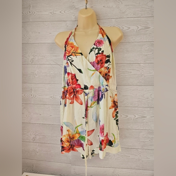 HMS -Dress Floral Wrap Rumper  Women's Sz L  100%Rayon - Picture 3 of 8